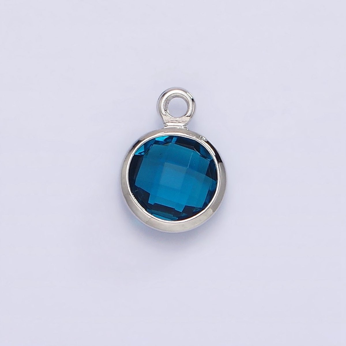 7mm CZ-Birthstone Charm Dainty Round Faceted CZ Birthstone Pendant, Personalized Jewelry N-1173 - N-1184