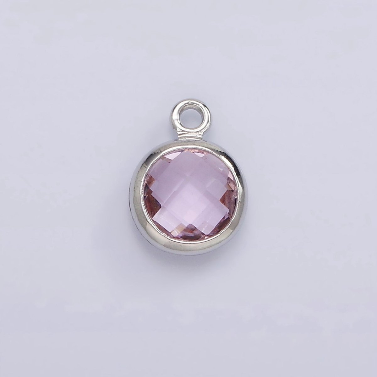 7mm CZ-Birthstone Charm Dainty Round Faceted CZ Birthstone Pendant, Personalized Jewelry N-1173 - N-1184