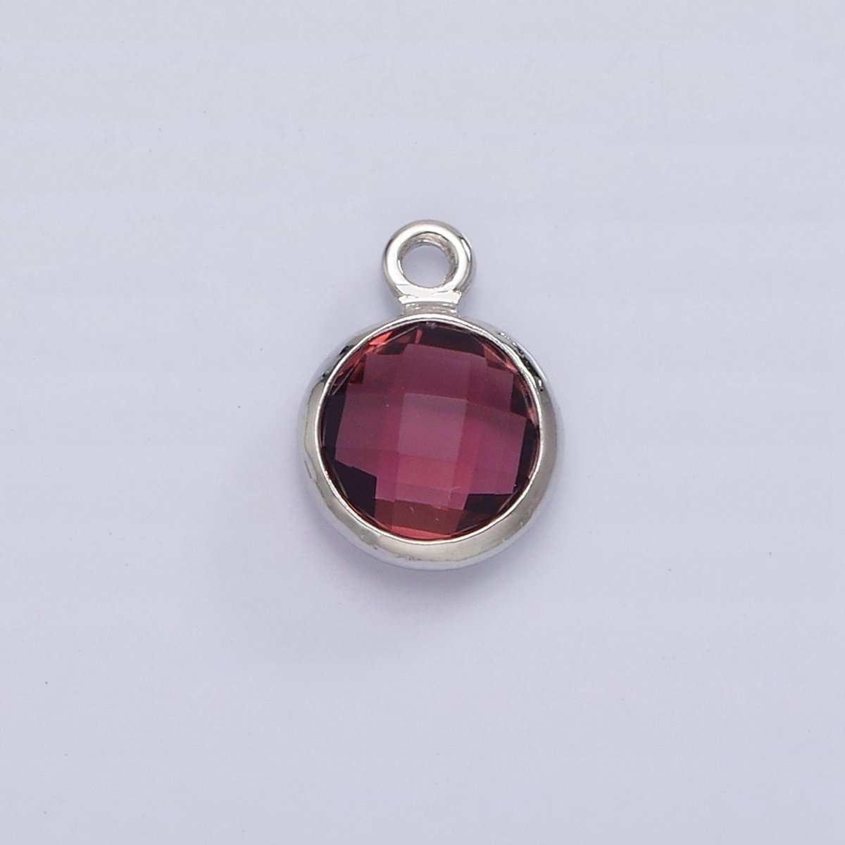 7mm CZ-Birthstone Charm Dainty Round Faceted CZ Birthstone Pendant, Personalized Jewelry N-1173 - N-1184