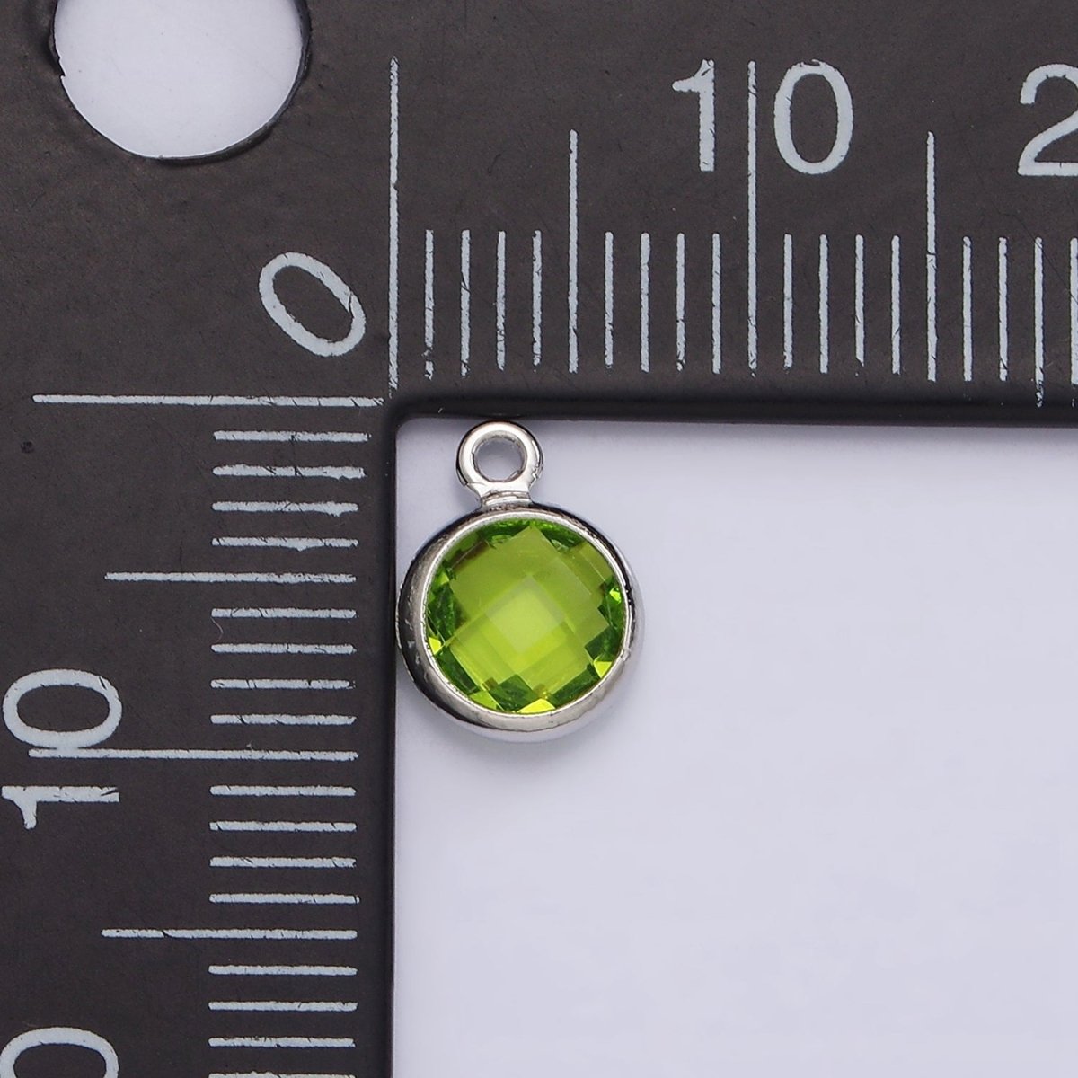 7mm CZ-Birthstone Charm Dainty Round Faceted CZ Birthstone Pendant, Personalized Jewelry N-1173 - N-1184