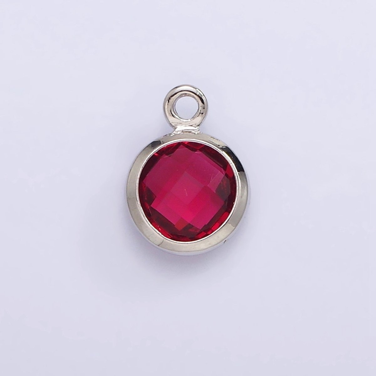 7mm CZ-Birthstone Charm Dainty Round Faceted CZ Birthstone Pendant, Personalized Jewelry N-1173 - N-1184