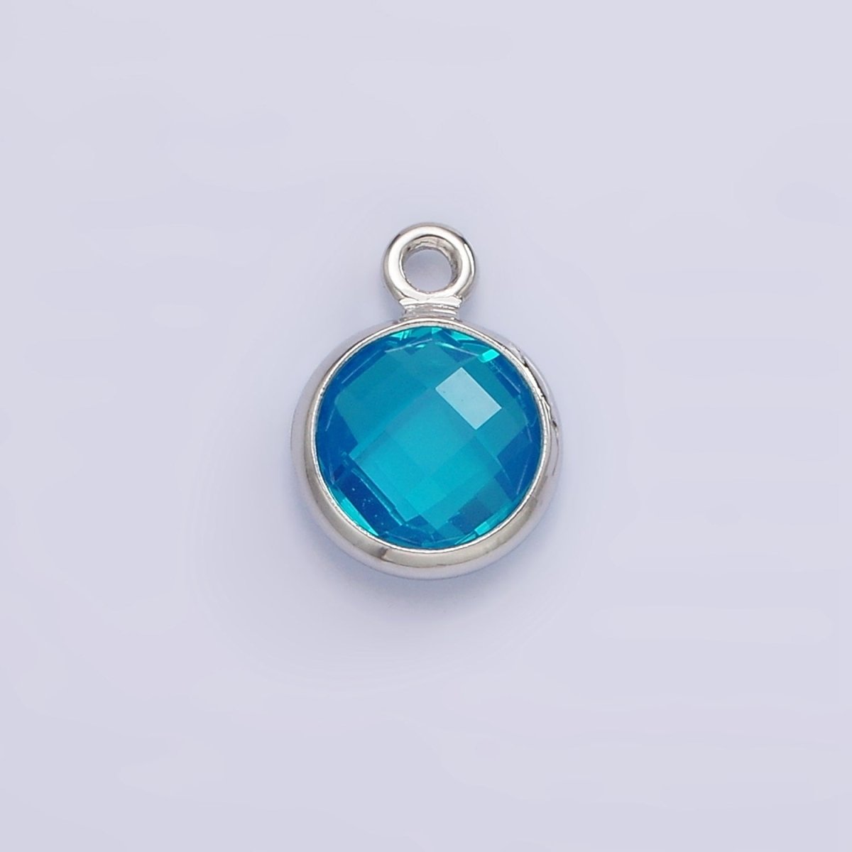 7mm CZ-Birthstone Charm Dainty Round Faceted CZ Birthstone Pendant, Personalized Jewelry N-1173 - N-1184