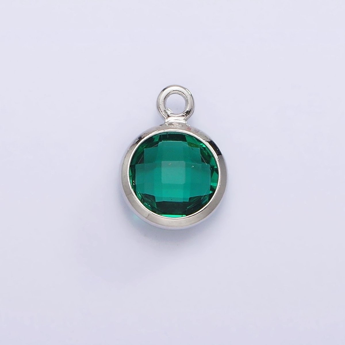 7mm CZ-Birthstone Charm Dainty Round Faceted CZ Birthstone Pendant, Personalized Jewelry N-1173 - N-1184