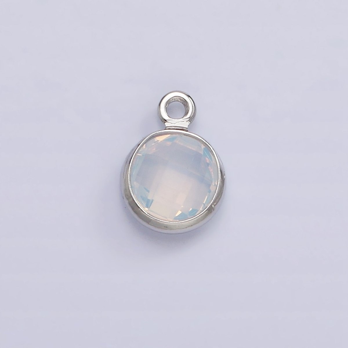 7mm CZ-Birthstone Charm Dainty Round Faceted CZ Birthstone Pendant, Personalized Jewelry N-1173 - N-1184