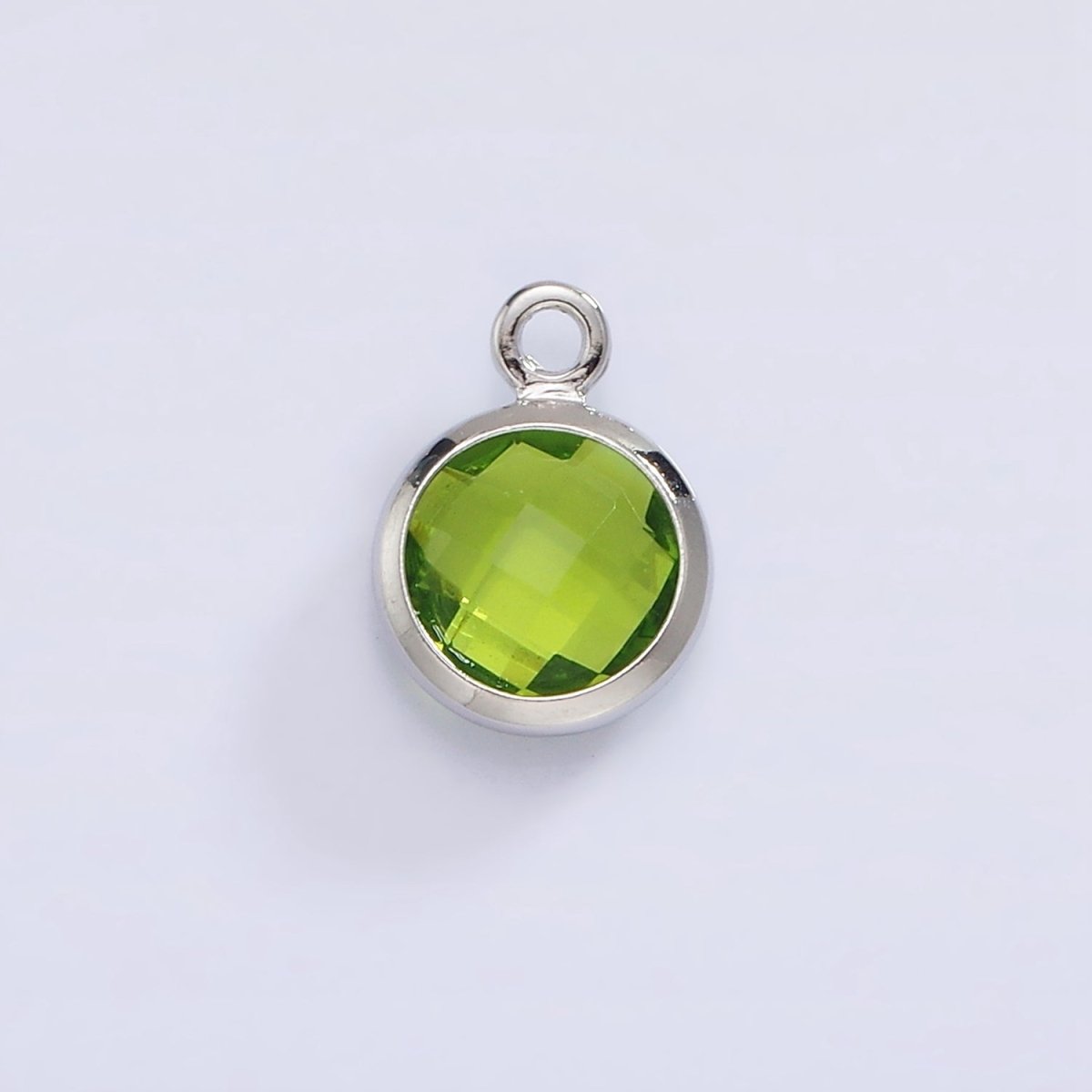 7mm CZ-Birthstone Charm Dainty Round Faceted CZ Birthstone Pendant, Personalized Jewelry N-1173 - N-1184