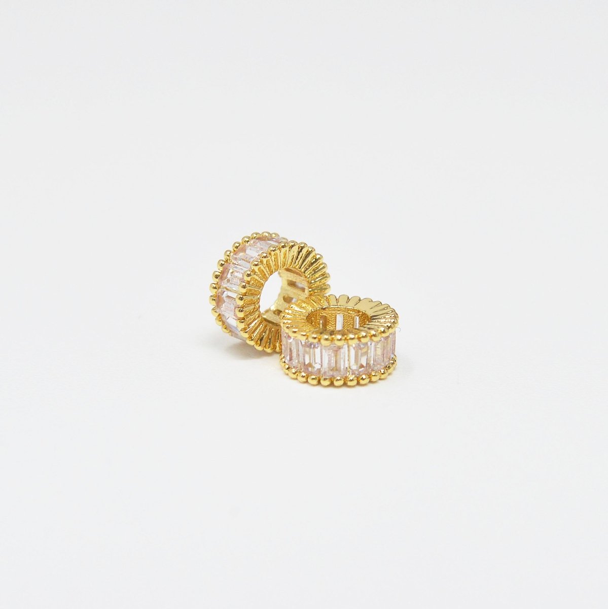 7mm Gold Filled Barrel Bead CLEAR Micro Pave CZ Spacer Rondelle Beads Large hole 3mm for Bracelet making supply - DLUXCA