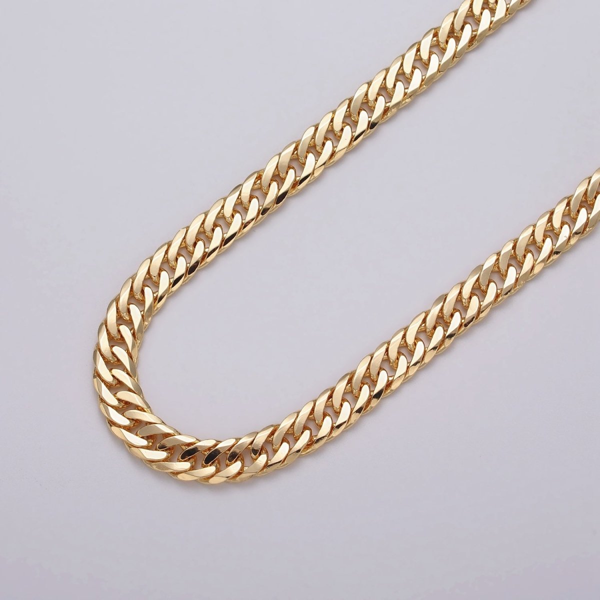 7mm Gold Filled Flat Curb Statement Unfinished Chain in Gold & Silver | ROLL-1048, ROLL-1130 Clearance Pricing