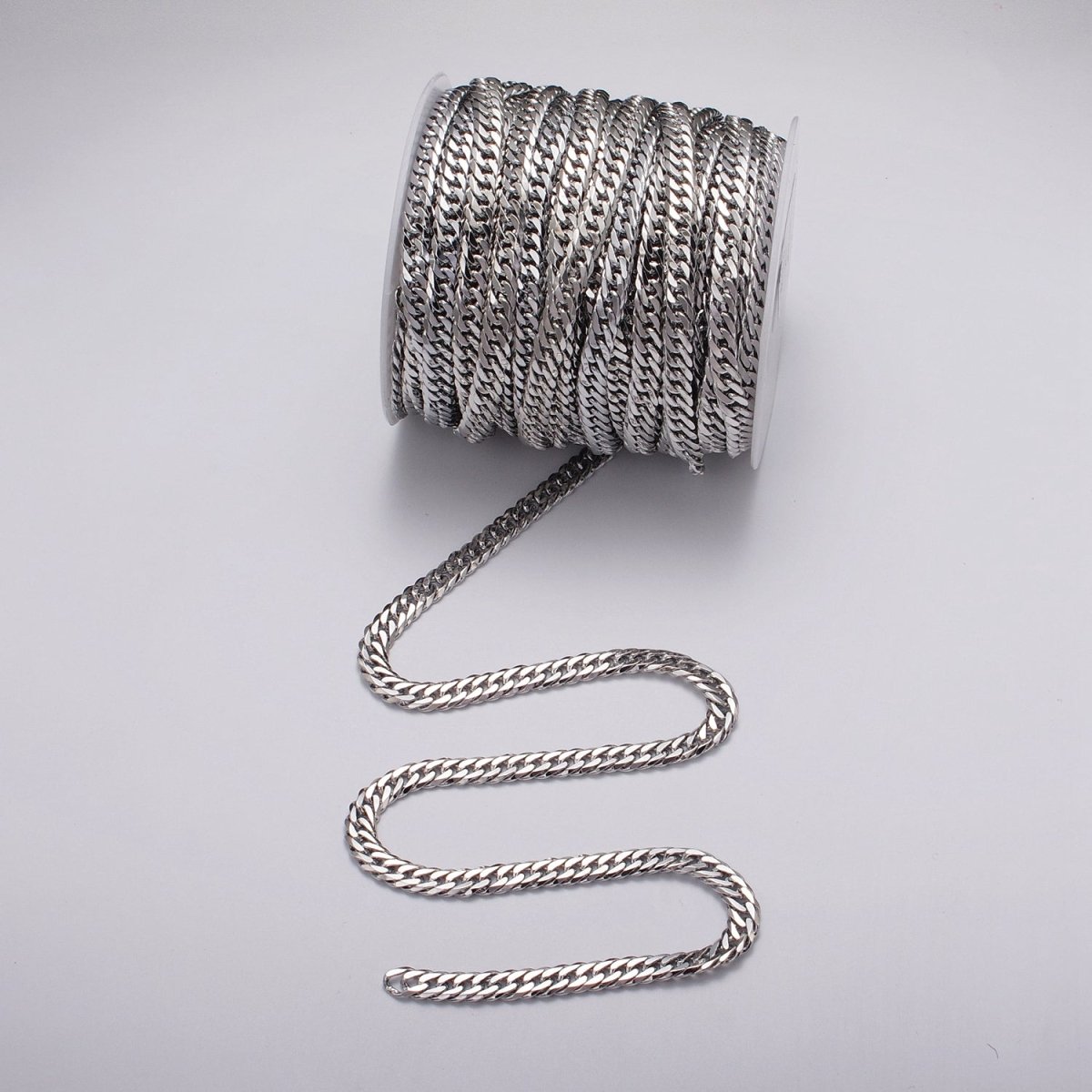 7mm Gold Filled Flat Curb Statement Unfinished Chain in Gold & Silver | ROLL-1048, ROLL-1130 Clearance Pricing