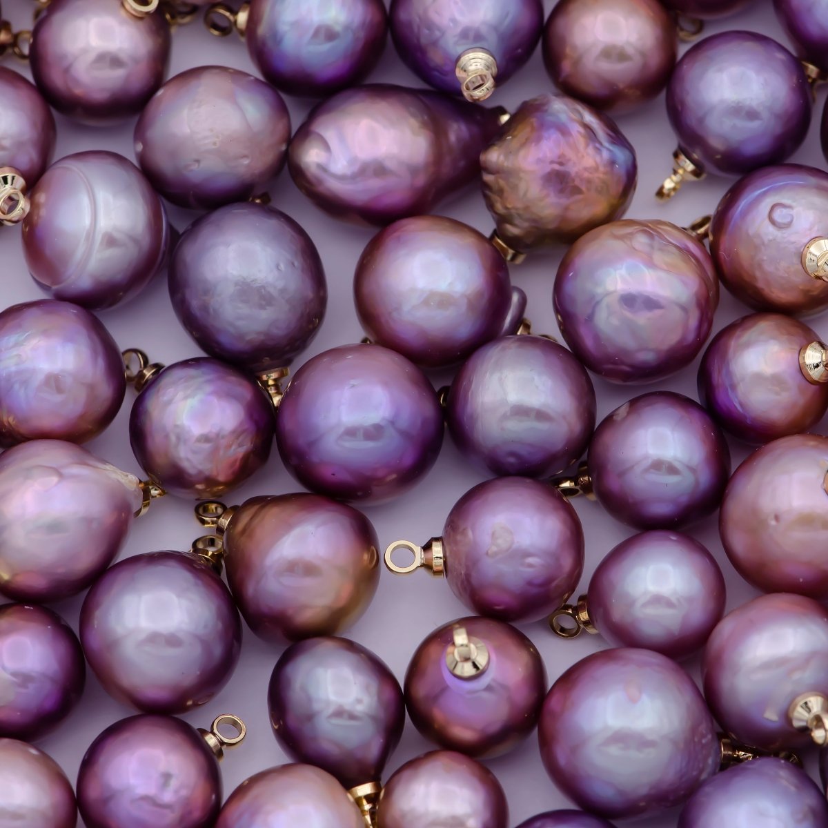 8.5mm-12mm Edison Purple Round Freshwater Baroque Pearl Charm For Jewelry Making | X7-21 - DLUXCA