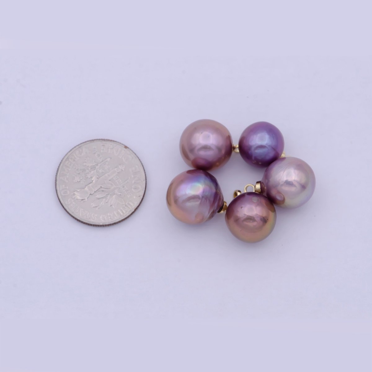 8.5mm-12mm Edison Purple Round Freshwater Baroque Pearl Charm For Jewelry Making | X7-21 - DLUXCA