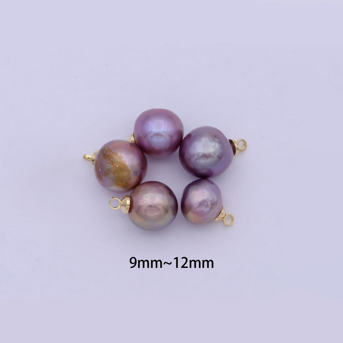 8.5mm-12mm Round Purple Edison Freshwater Pearl Charms For Jewelry Making | X-724 - DLUXCA