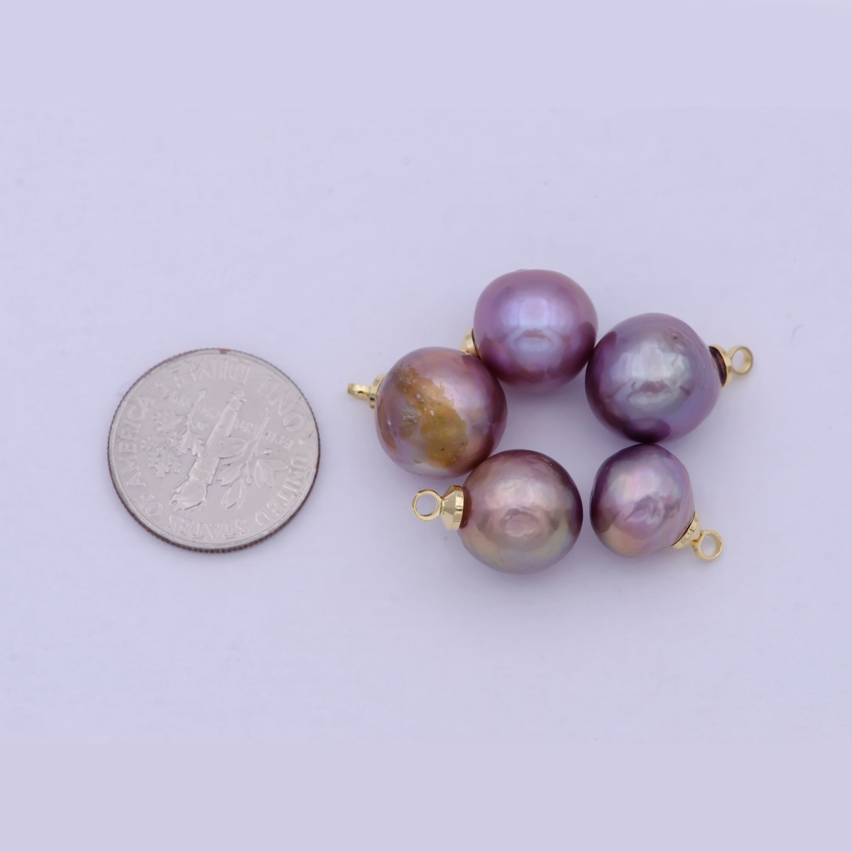 8.5mm-12mm Round Purple Edison Freshwater Pearl Charms For Jewelry Making | X-724 - DLUXCA
