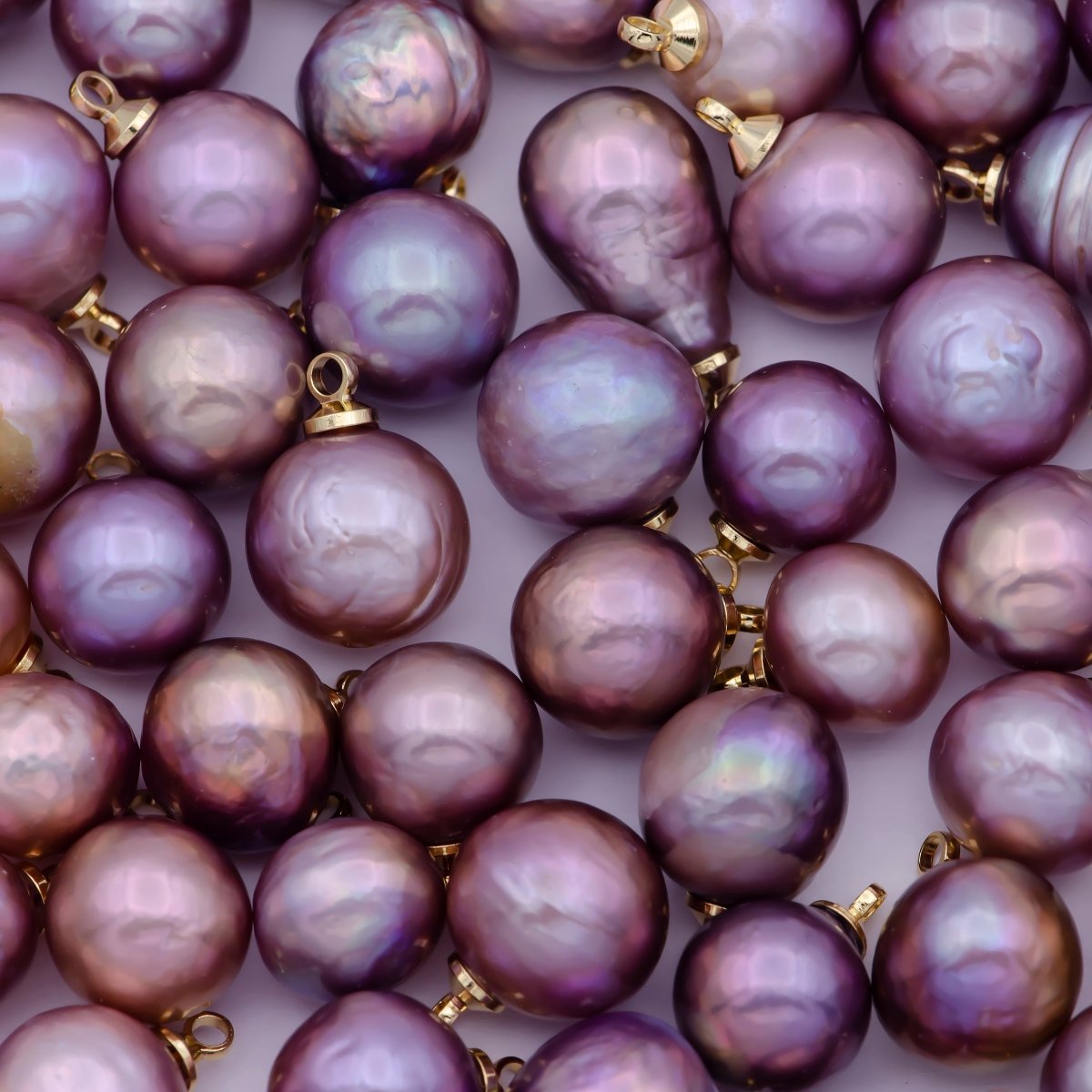 8.5mm-12mm Round Purple Edison Freshwater Pearl Charms For Jewelry Making | X-724 - DLUXCA