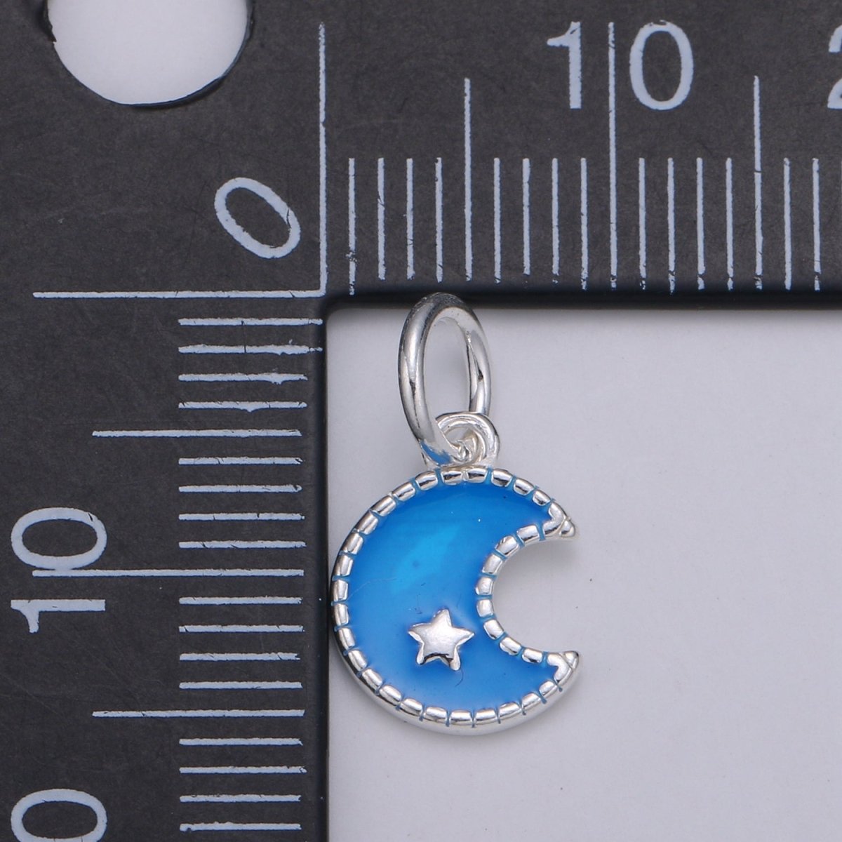8.5mm Sterling Silver Moon Charm - 925 Silver Crescent Moon Charm - Silver Celestial Charm - Moon Pendant - Silver Star charm Necklace SL-021 SL-022