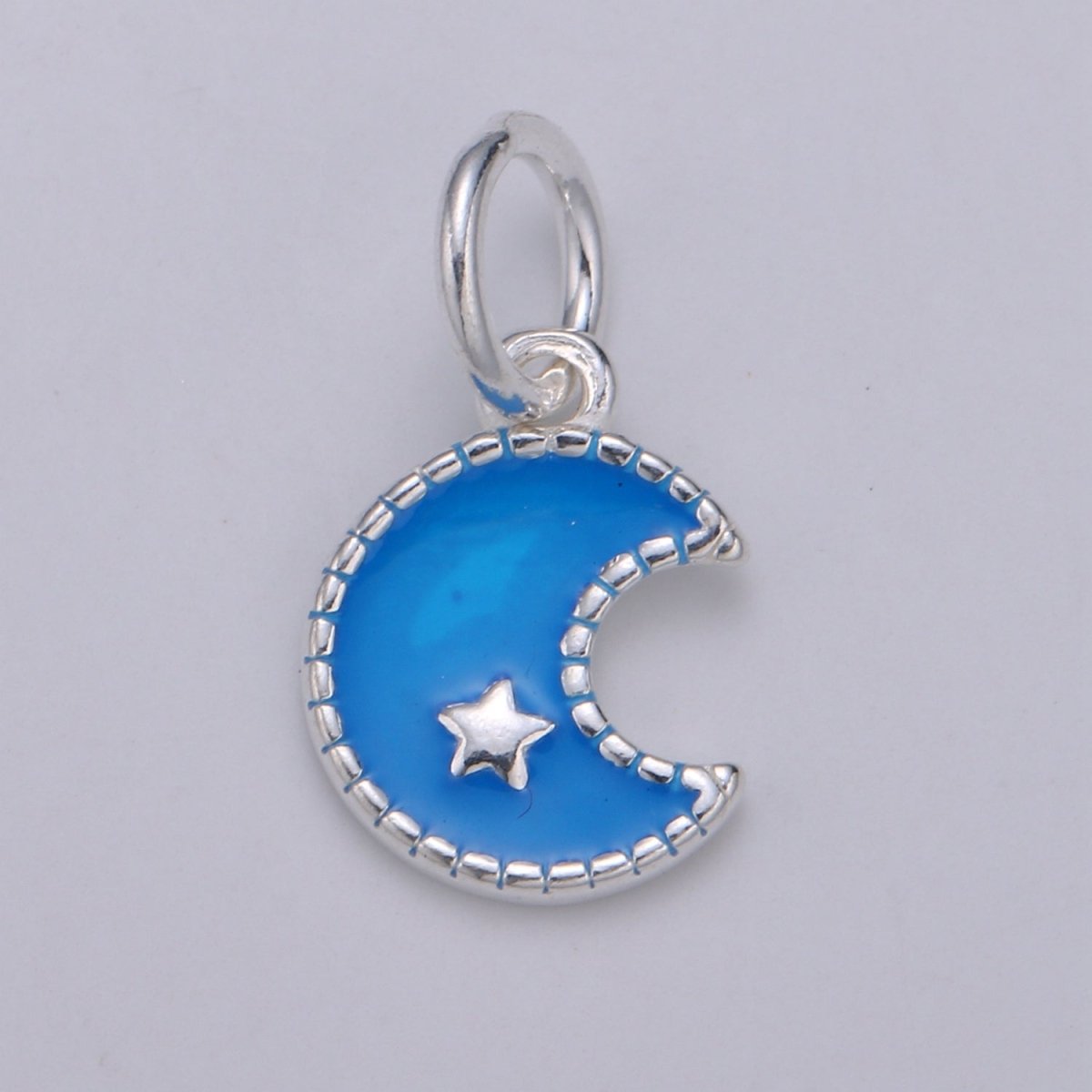 8.5mm Sterling Silver Moon Charm - 925 Silver Crescent Moon Charm - Silver Celestial Charm - Moon Pendant - Silver Star charm Necklace SL-021 SL-022