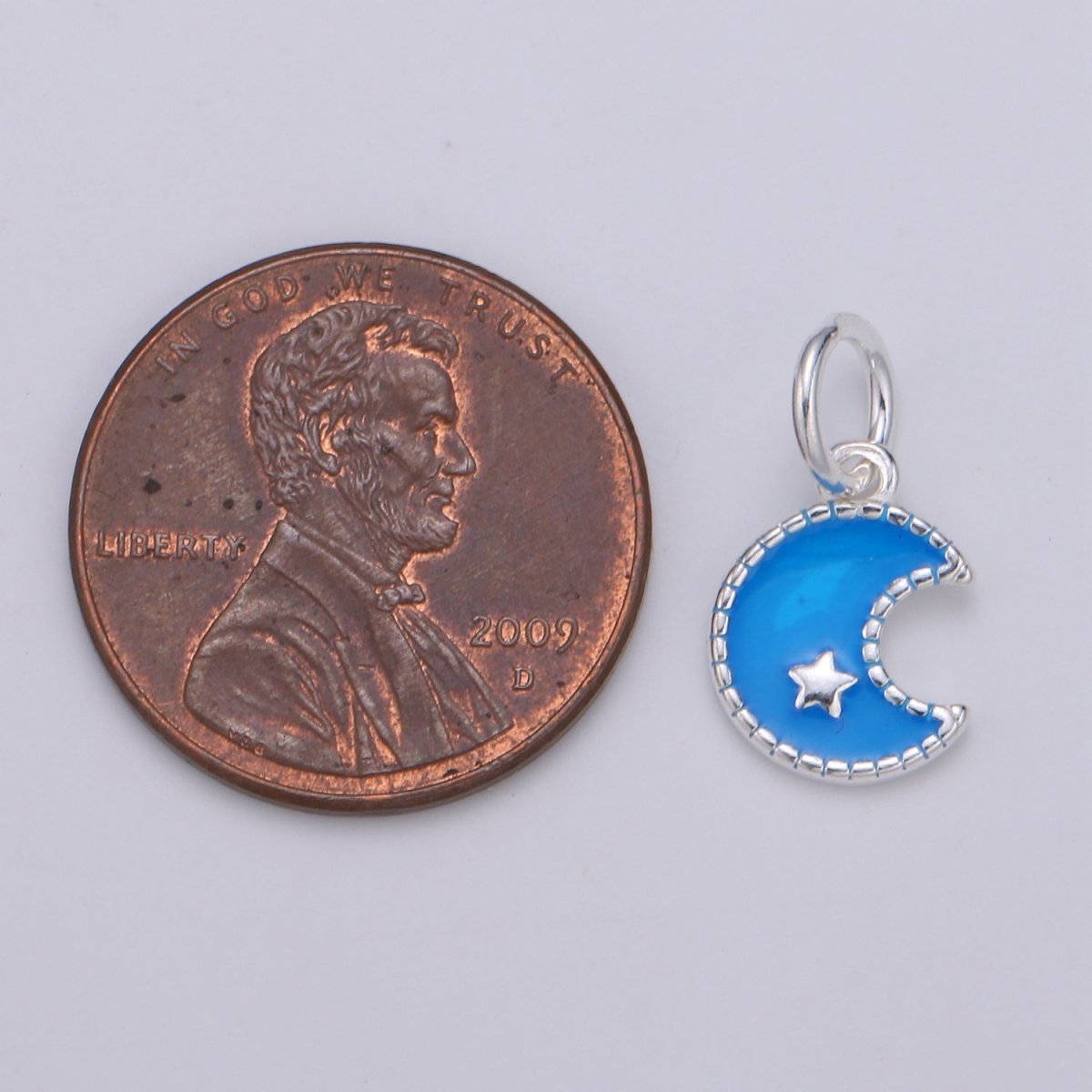 8.5mm Sterling Silver Moon Charm - 925 Silver Crescent Moon Charm - Silver Celestial Charm - Moon Pendant - Silver Star charm Necklace SL-021 SL-022