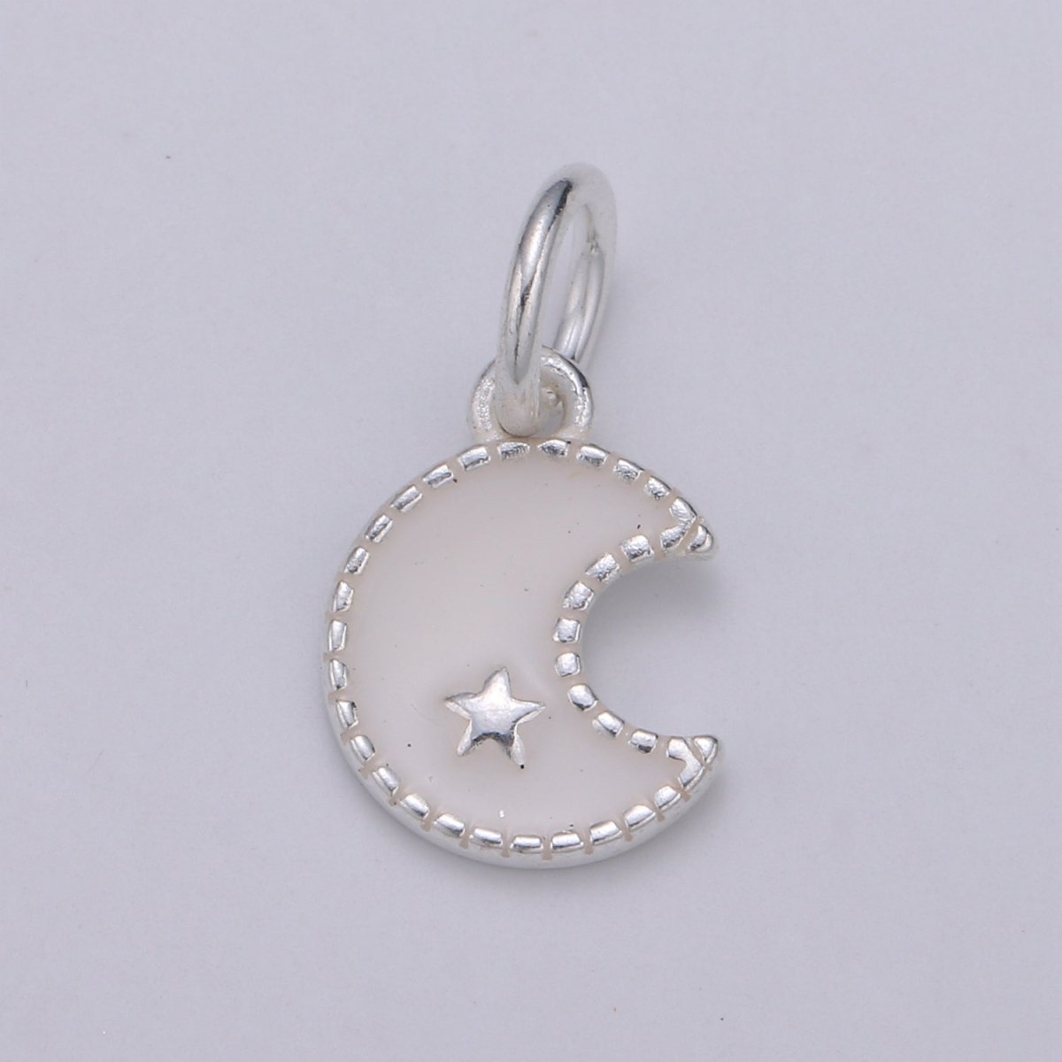 8.5mm Sterling Silver Moon Charm - 925 Silver Crescent Moon Charm - Silver Celestial Charm - Moon Pendant - Silver Star charm Necklace SL-021 SL-022