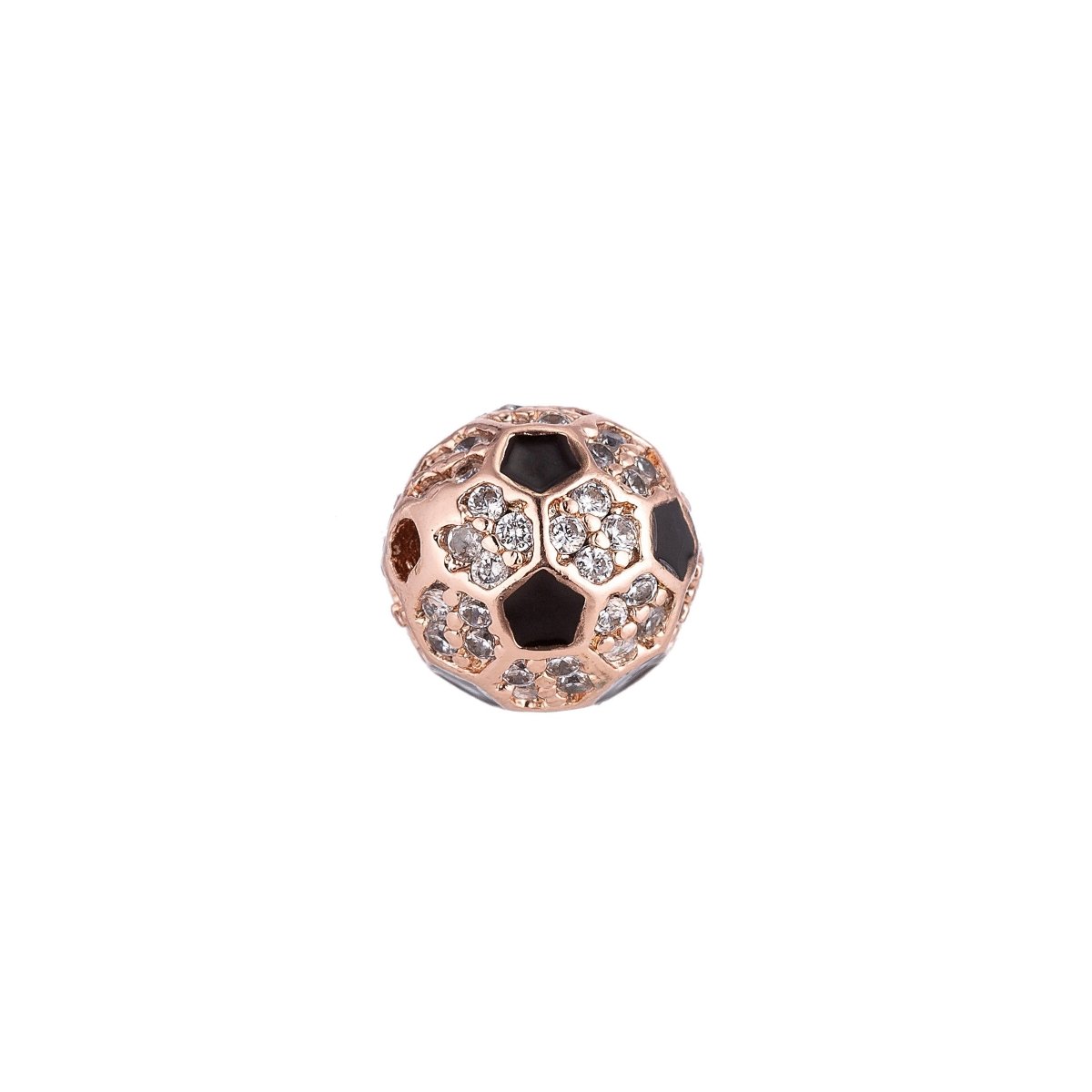 8mm 18K Gold Filled Micro Paved Soccer Ball Bead | B-026