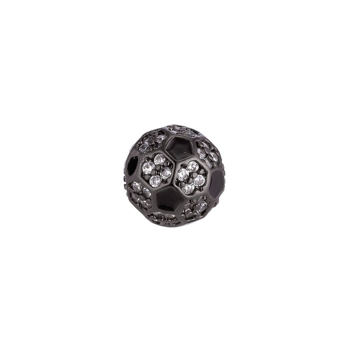 8mm 18K Gold Filled Micro Paved Soccer Ball Bead | B-026