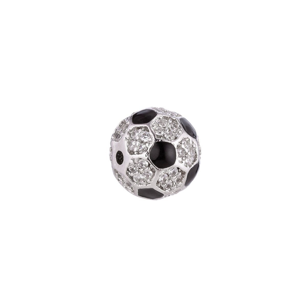 8mm 18K Gold Filled Micro Paved Soccer Ball Bead | B-026