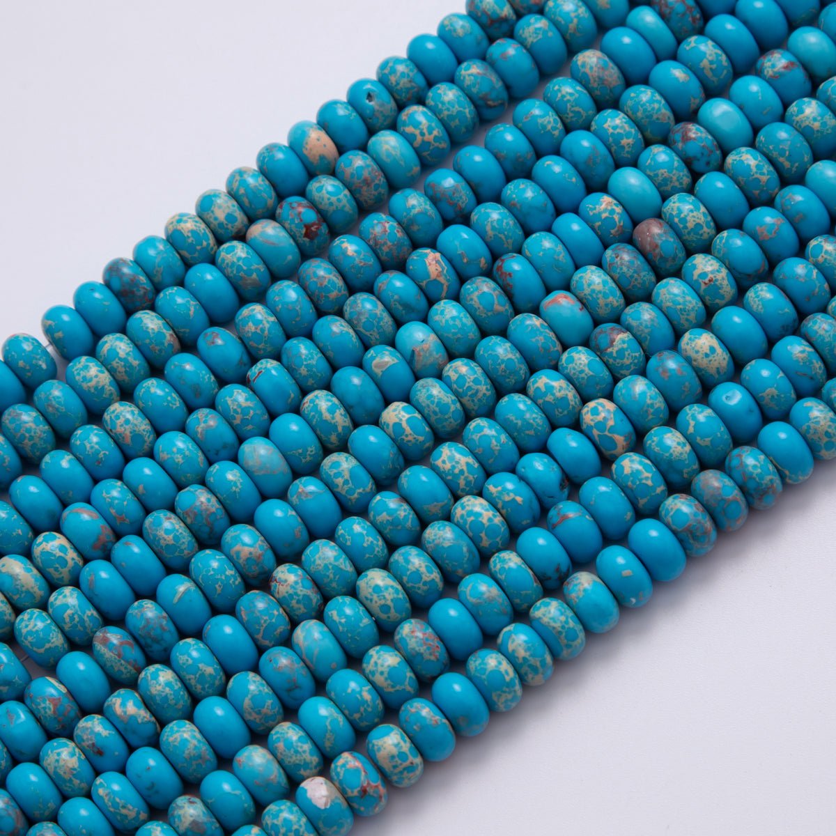 8mm Blue Teal Chrysocolla Rondelle Natural Gemstone Bead Strand Finding | WA - 402 - DLUXCA