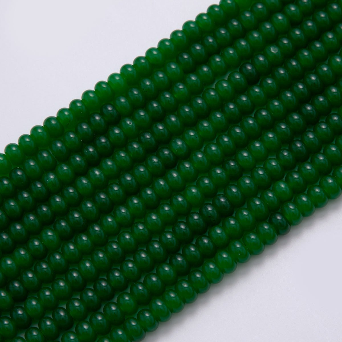 8mm Dark Green Nephrite Rondelle Natural Gemstone Bead Strand Finding | WA - 032 - DLUXCA