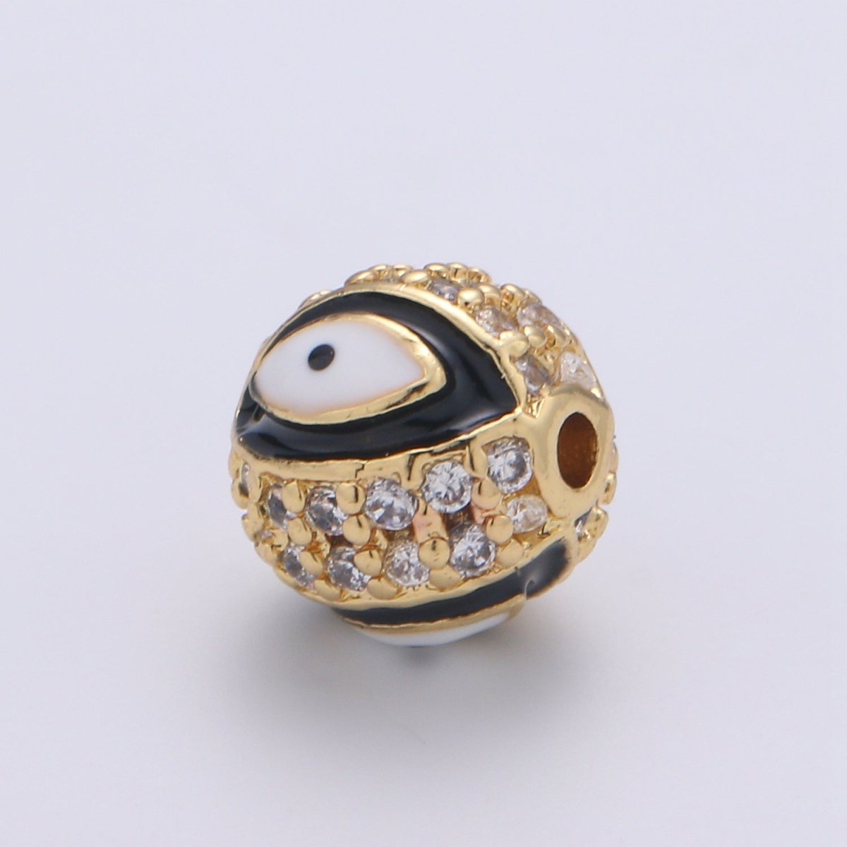 8mm Evil Eye Beads - Round Circle Bead Spacer - Religious Amulet Prayer Beads - Gold Evil Eye Bracelet Beads - Micro Pave Small Hole Beads B-287 B-288 B-289 B-291 B-292