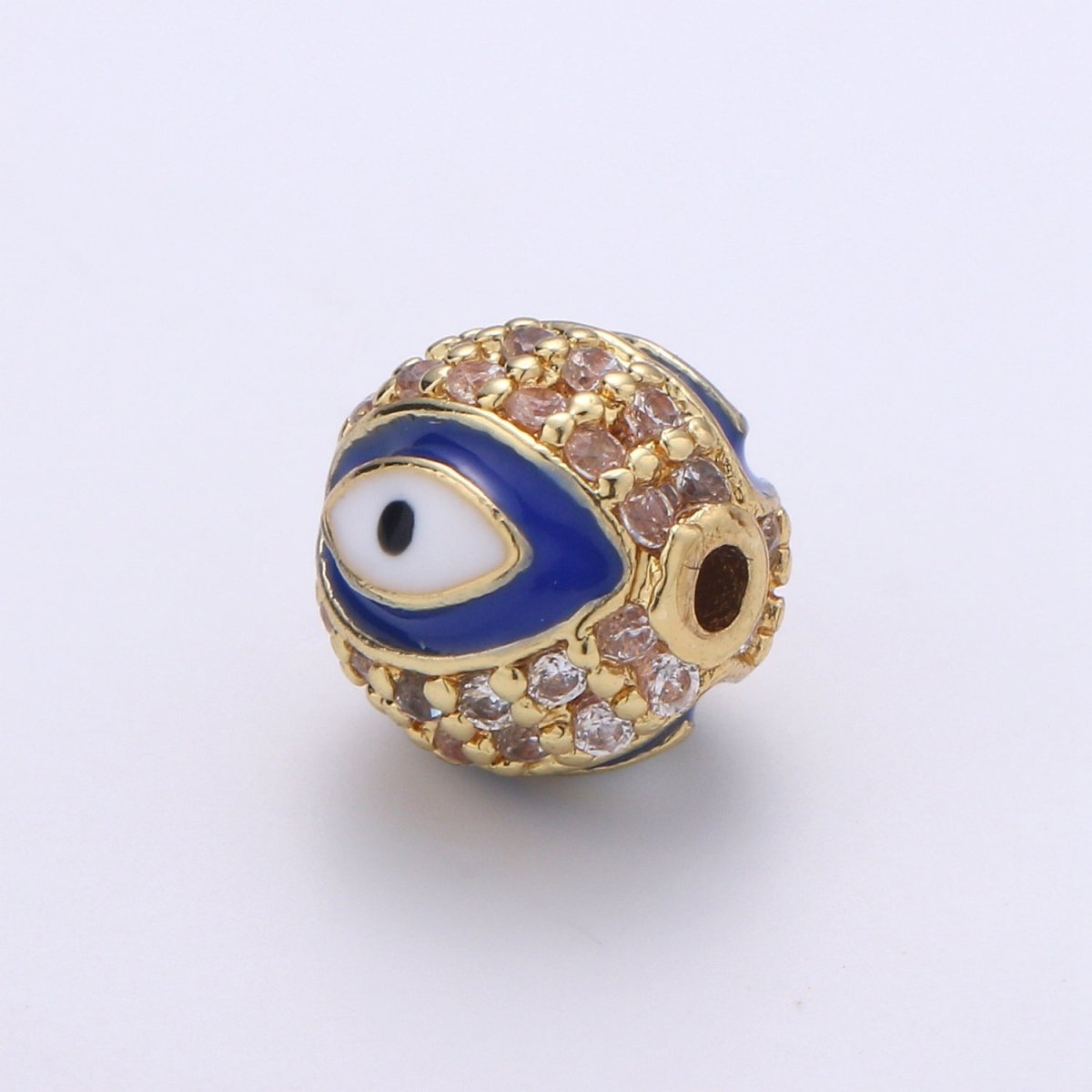 8mm Evil Eye Beads - Round Circle Bead Spacer - Religious Amulet Prayer Beads - Gold Evil Eye Bracelet Beads - Micro Pave Small Hole Beads B-287 B-288 B-289 B-291 B-292