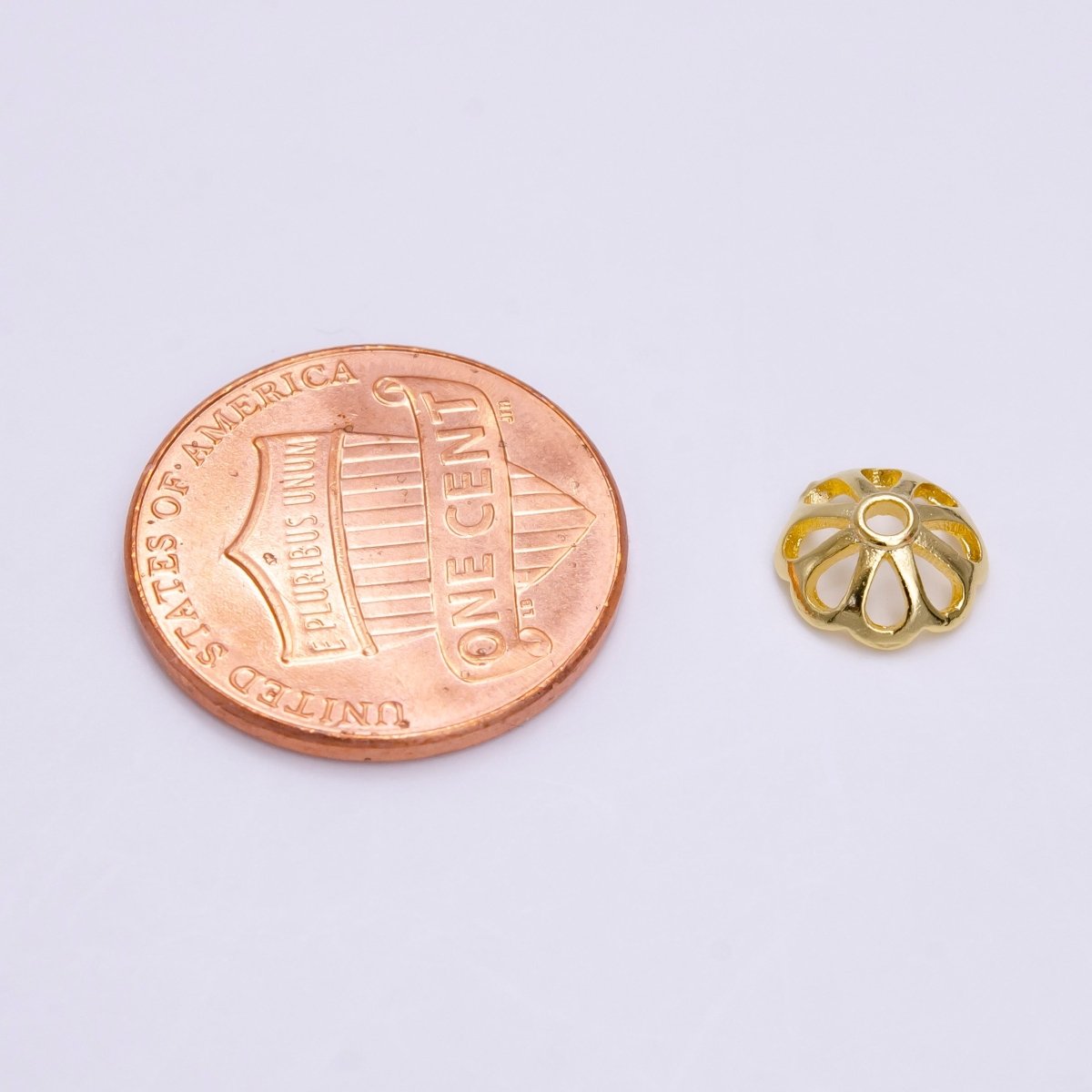 8mm Gold Filled Flower Bead Cap, Dainty Floral Bead Toppers, Bead Making Supply Z-920 - DLUXCA