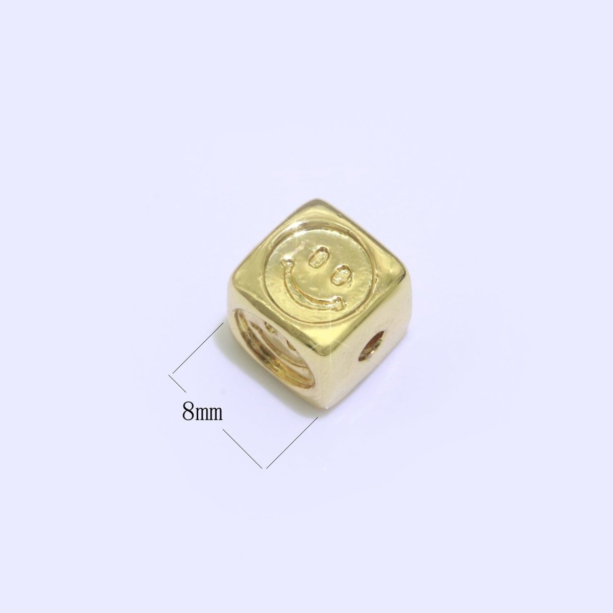 8mm Gold Filled Square Spacer Beads, Gold Happy Face Spacer Beads, Gold Smiley Face Beads for Bracelet Necklace Component B-616 - DLUXCA