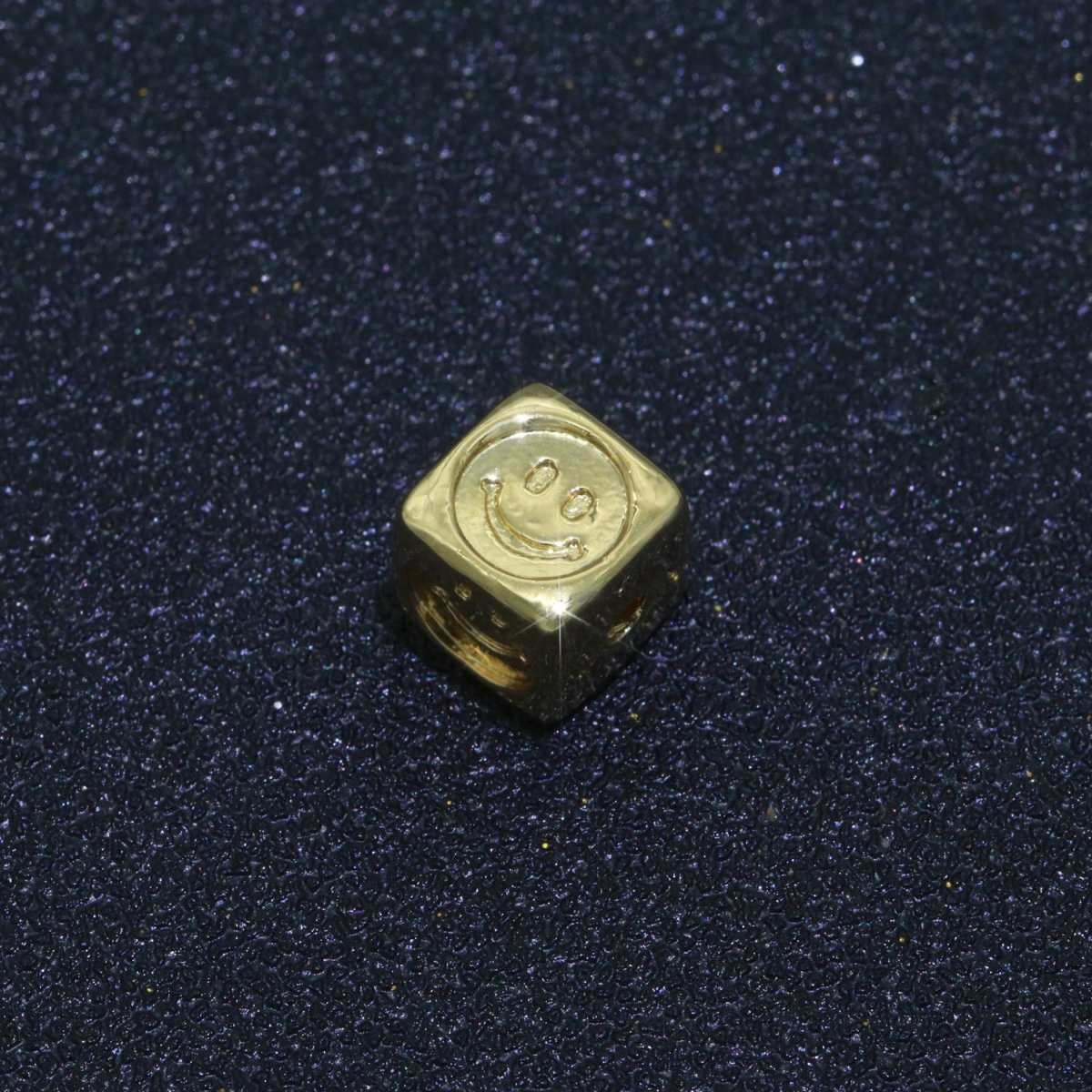 8mm Gold Filled Square Spacer Beads, Gold Happy Face Spacer Beads, Gold Smiley Face Beads for Bracelet Necklace Component B-616 - DLUXCA