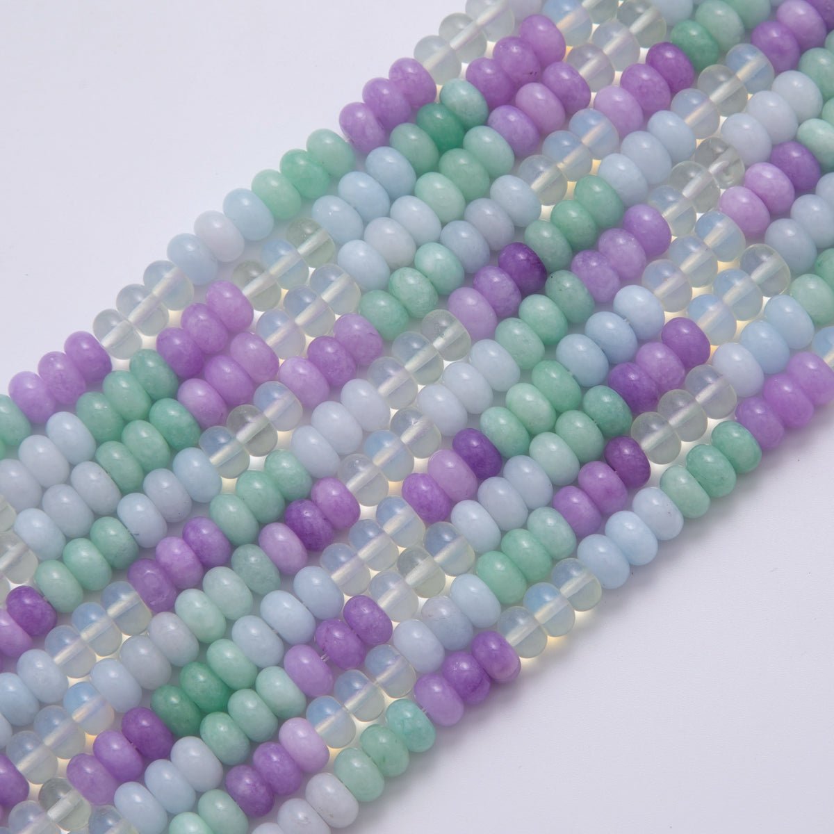 8mm Gradient Purple - Blue - White Rondelle Natural Gemstone Bead Strand Finding | WA - 937 - DLUXCA