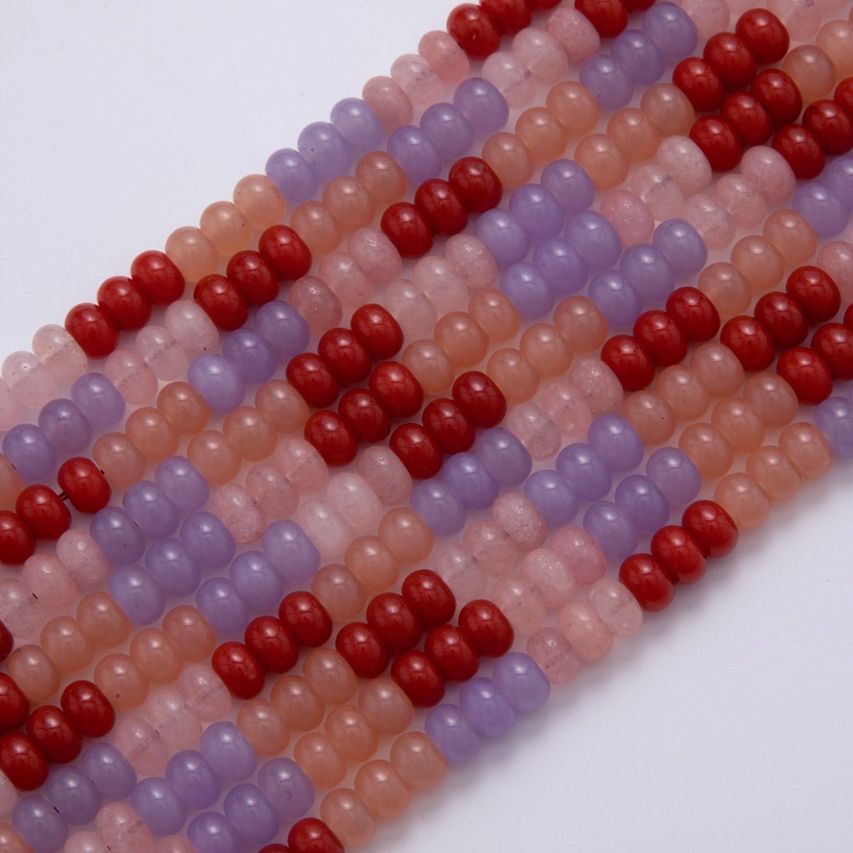 8mm Gradient Red - Pink - Purple Rondelle Natural Gemstone Bead Strand Finding | WA - 943 - DLUXCA