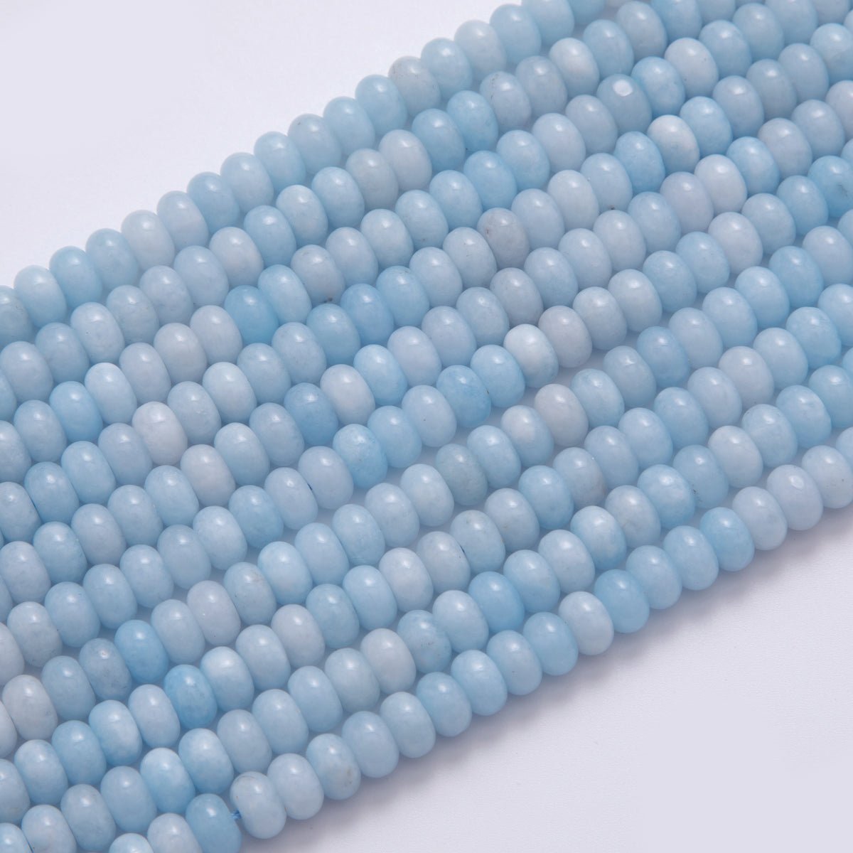 8mm Light Blue Agate Rondelle Natural Gemstone Bead Strand Finding | WA - 020 - DLUXCA
