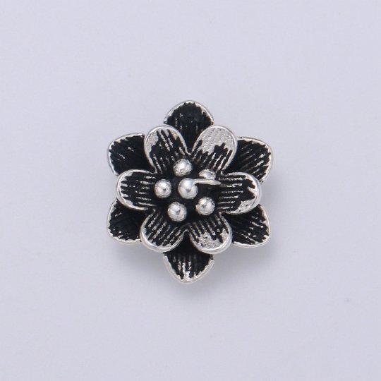 925 Sterling Silver Anemone Charm, Floral Charm Silver Flower Charm for Necklace Bracelet Earring, Flower Charm SL-109
