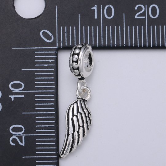 925 Sterling Silver Angel Wing Charm, Celestial Charm Silver Bird Bead for Necklace Bracelet Earring, Dangle Bead Charm,SL-117
