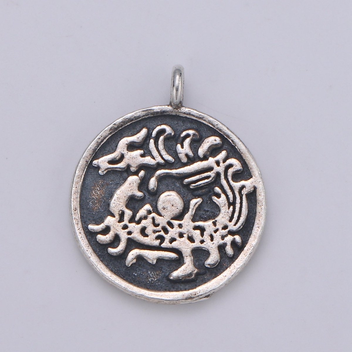 925 Sterling Silver Animal Charm, Round Disc Charm Chinese Animal Charm for Men Necklace Bracelet Earring, Cultural Charm SL-061 SL-062 SL-063 SL-064