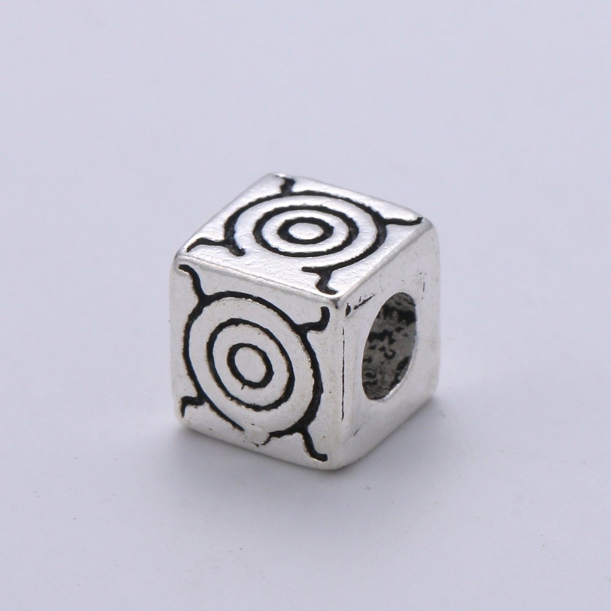 925 Sterling Silver Bali Style Bead, Cube Bead Silver Circle Pattern Bead for Bracelet making Supply, Bracelet Bead Spacer SL-216