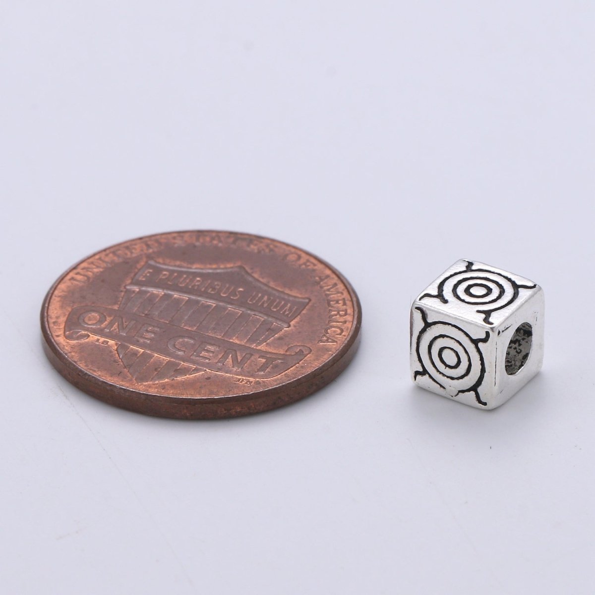 925 Sterling Silver Bali Style Bead, Cube Bead Silver Circle Pattern Bead for Bracelet making Supply, Bracelet Bead Spacer SL-216