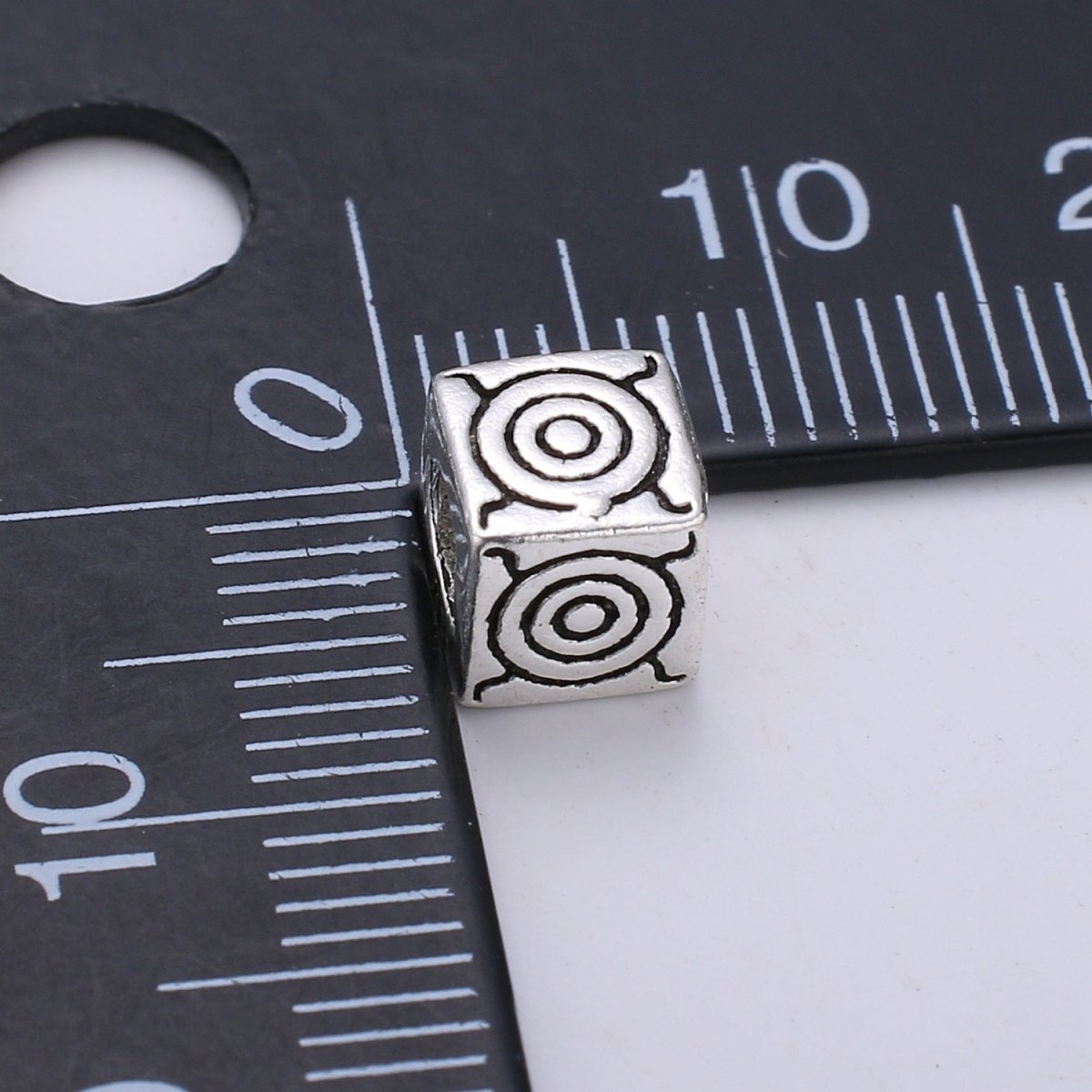 925 Sterling Silver Bali Style Bead, Cube Bead Silver Circle Pattern Bead for Bracelet making Supply, Bracelet Bead Spacer SL-216