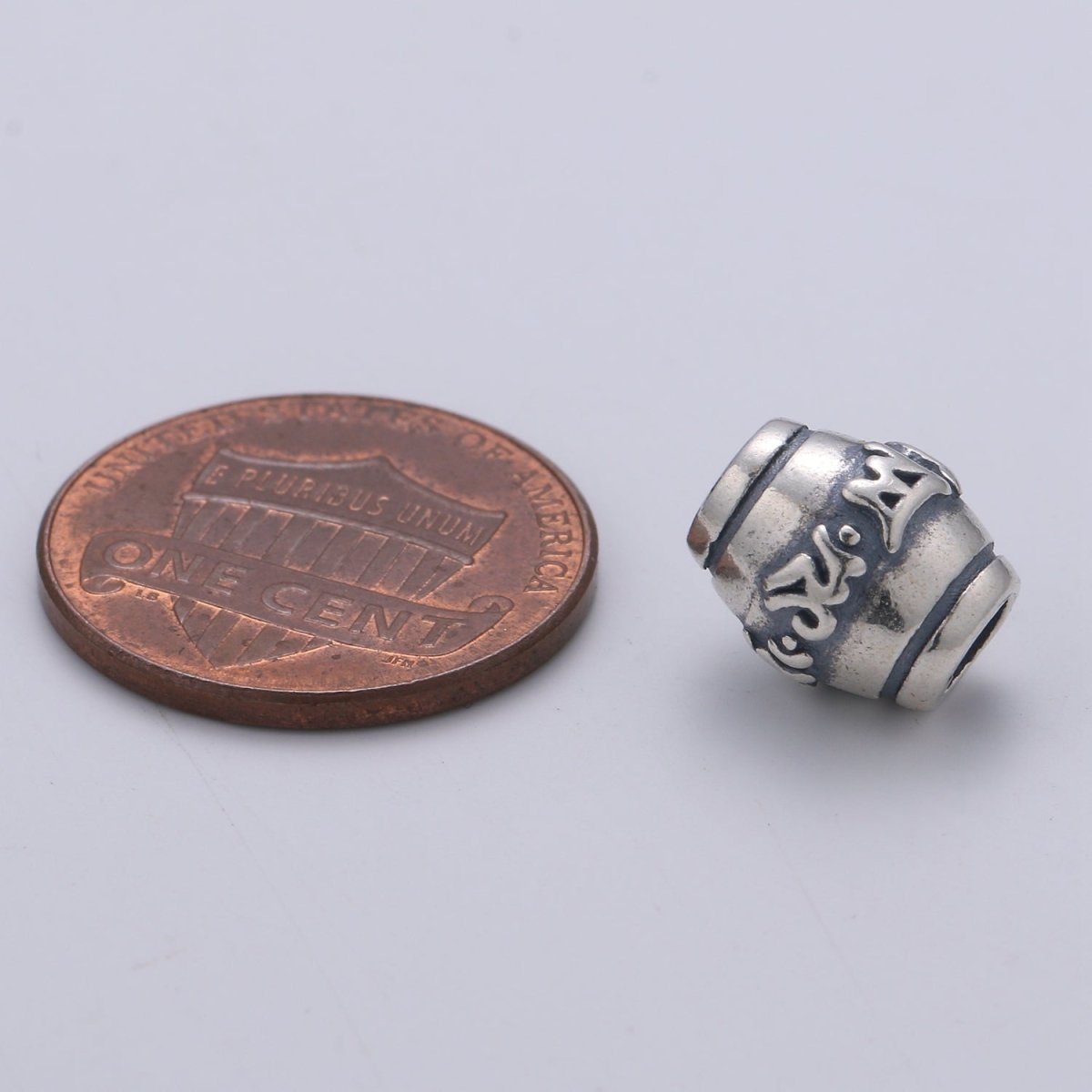 925 Sterling Silver Buddhism Letter Barrel Bead, Prayer Bead Silver Bali Style Bead for Necklace Bracelet Earring, Buddshism Bead SL-212