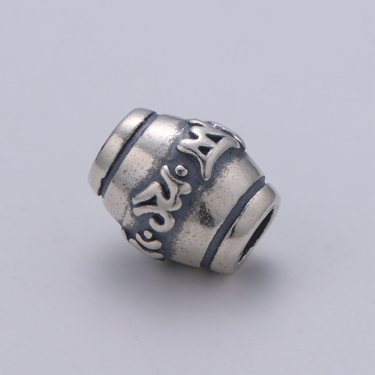 925 Sterling Silver Buddhism Letter Barrel Bead, Prayer Bead Silver Bali Style Bead for Necklace Bracelet Earring, Buddshism Bead SL-212