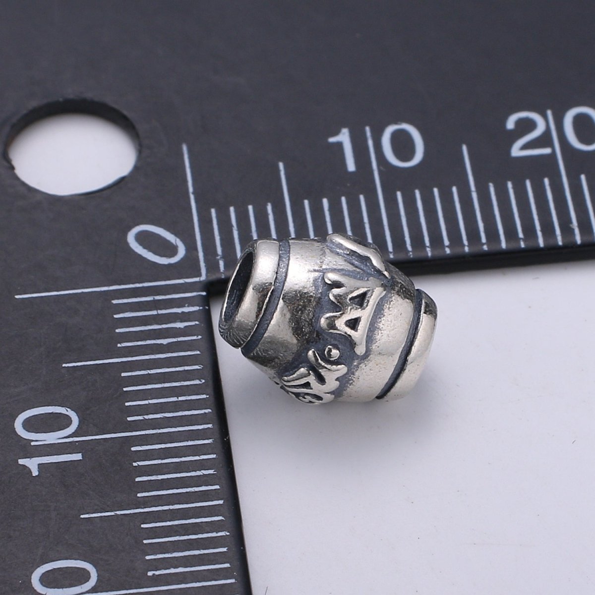 925 Sterling Silver Buddhism Letter Barrel Bead, Prayer Bead Silver Bali Style Bead for Necklace Bracelet Earring, Buddshism Bead SL-212