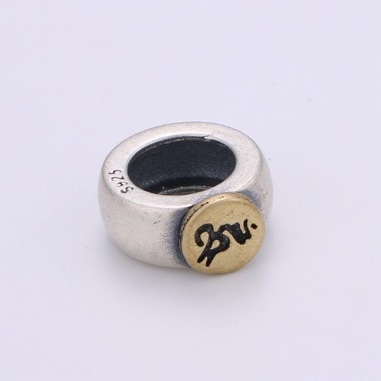 925 Sterling Silver Buddhism Letter Beads, Message Beads Silver Luck Beads for Necklace Bracelet Earring, Buddhism Beads SL-201~SL-206