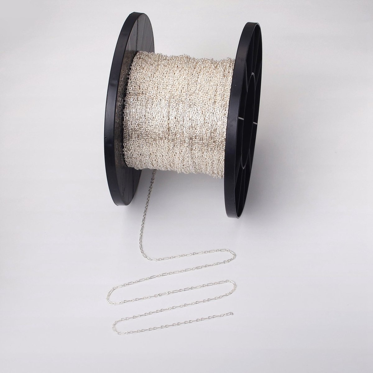 925 Sterling Silver Chain by the Yard- 1.5mm Figaro Chain - Thin Delicate Silver Chain Wholesale Chain ROLL-1482 - DLUXCA