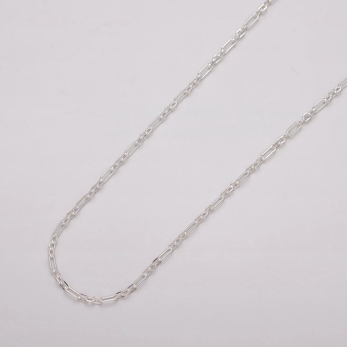 925 Sterling Silver Chain by the Yard- 1.5mm Figaro Chain - Thin Delicate Silver Chain Wholesale Chain ROLL-1482 - DLUXCA