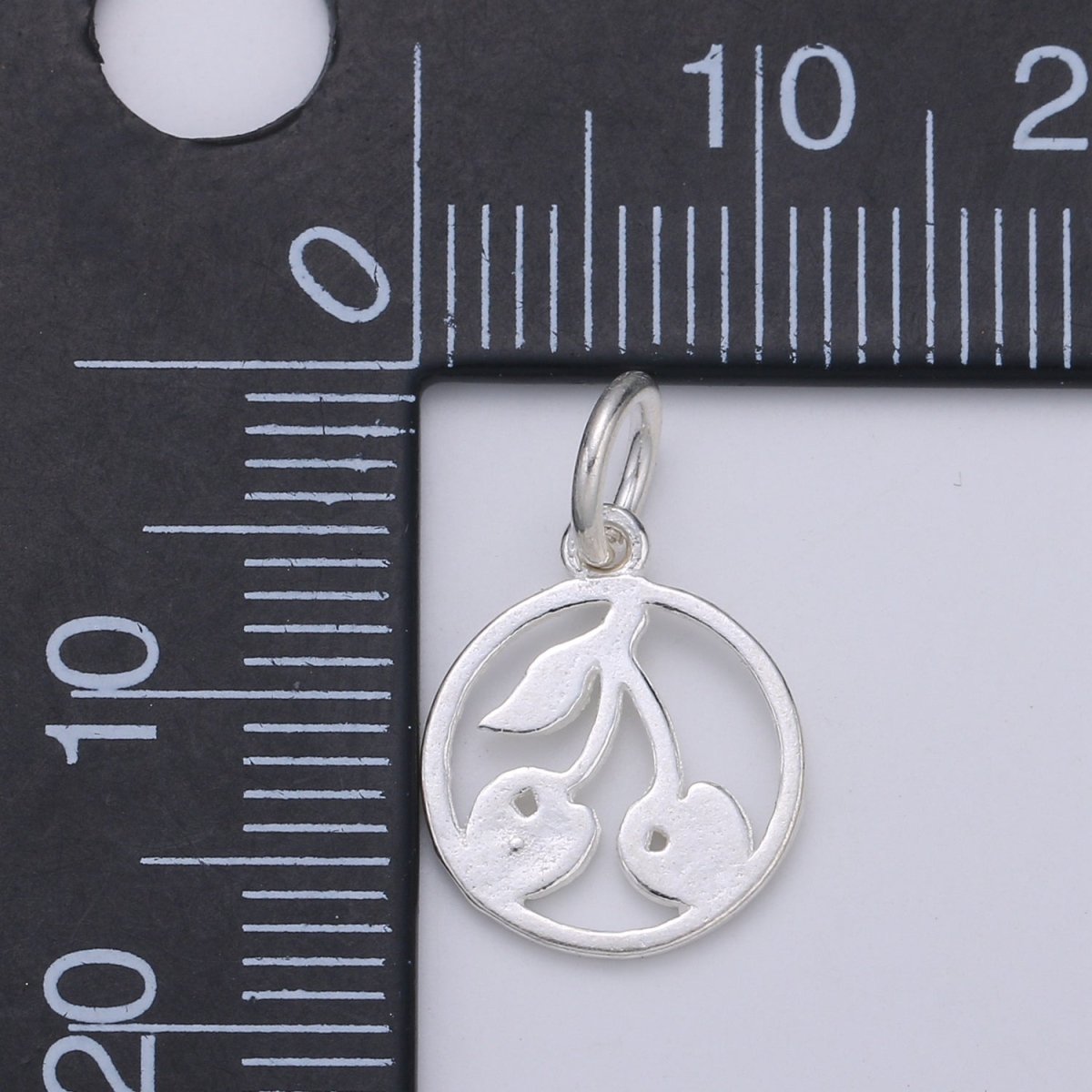 925 Sterling Silver Cherry Charm, Fruity Charm Silver Cherry Charm for Necklace Bracelet Earring, Fruit Charm SL-124