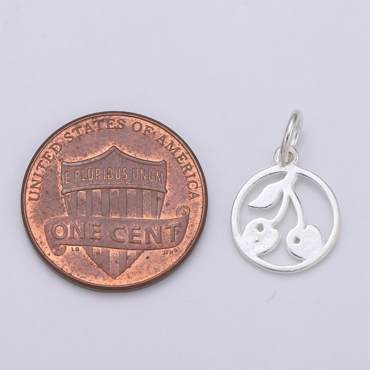 925 Sterling Silver Cherry Charm, Fruity Charm Silver Cherry Charm for Necklace Bracelet Earring, Fruit Charm SL-124