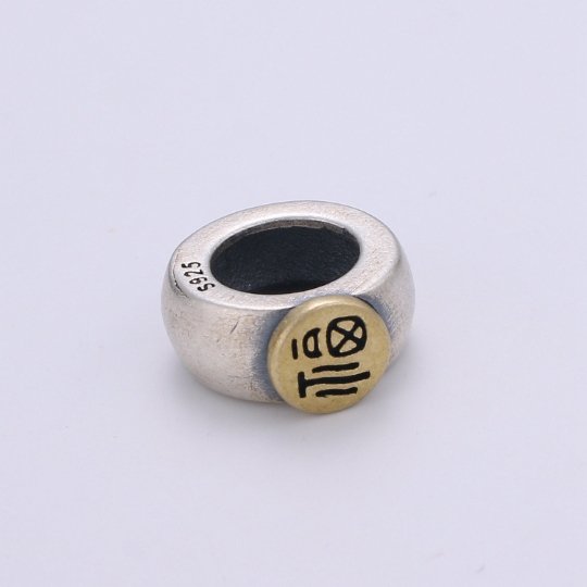 925 Sterling Silver Chinese Letter Beads, Message Beads Silver Good Luck Beads for Necklace Bracelet Earring, Chinese Beads, SL-HJ-207/8
