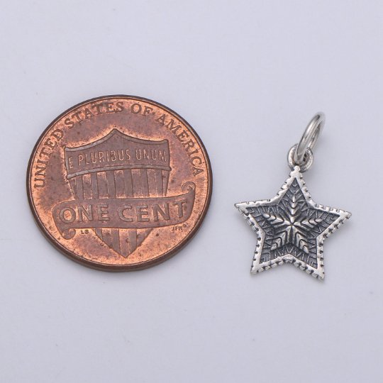 925 Sterling Silver Christmas Star Charm, Christmas Charm Silver Star Charm for Necklace Bracelet Earring, Winter Star Charm SL-142